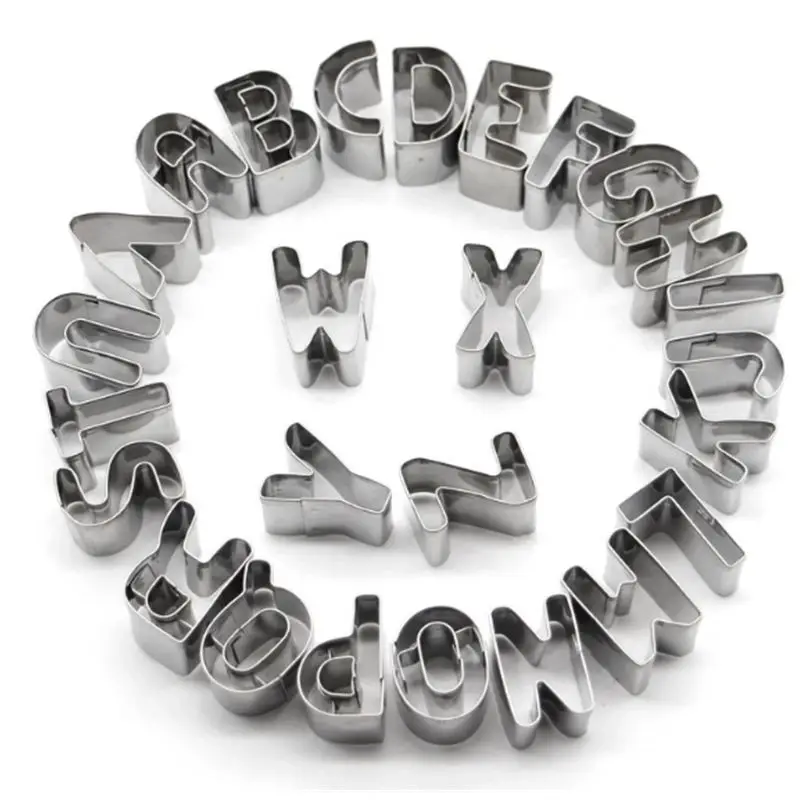 

Lixsun 26Pcs Stainless Steel Alphabet Letter Mold Cookie Cutter Set Cake Fondant Dessert Mold