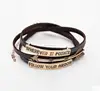 customized inspired words message phrase charm leather wrap braclet antique gold arrow charm leather wrap bracelet
