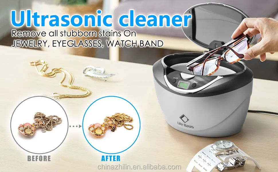 750ml Household Digital Eyeglasses Jewelry Dental Washing Ultrasonic Cleaner