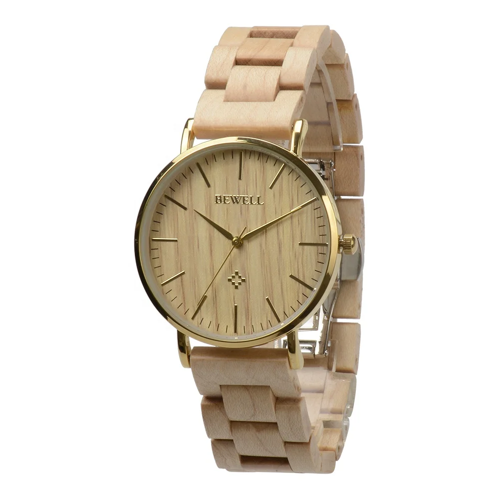 

New Arrival Gift Super Thin Gold Case Quartz Wood Watch