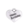 Anti-Silver Plating Zinc Alloy Metal Crystal Heart Happy Birthday Message Charms Celebrate Pendants