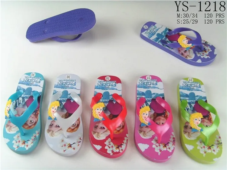 New design cute cartoon characters printed eva beach kids rubber flip flops