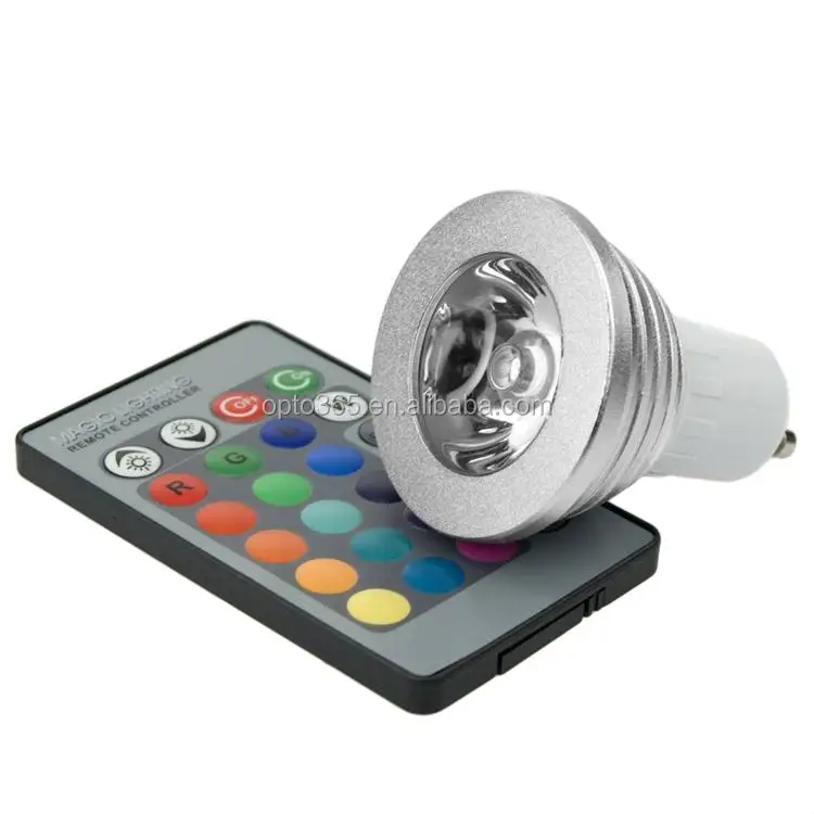 RGB Top LED Bulb Spot Light Changing Lamp 16 Colors 3W GU10 + 24 Key Remote Controller For Home Part Decoration