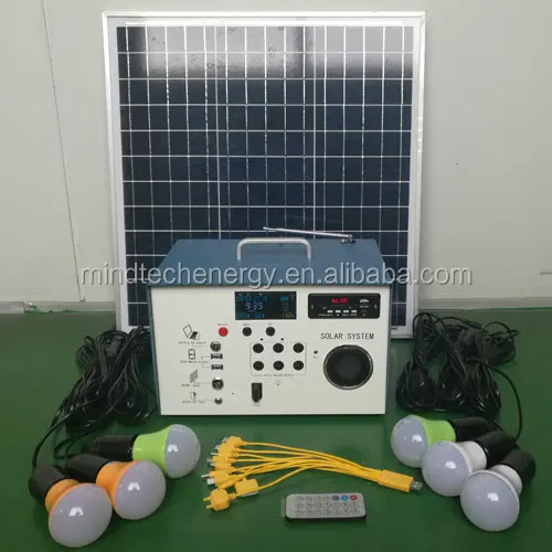 Factory price 48W 12V LED lights small home solar power system with LCD screen