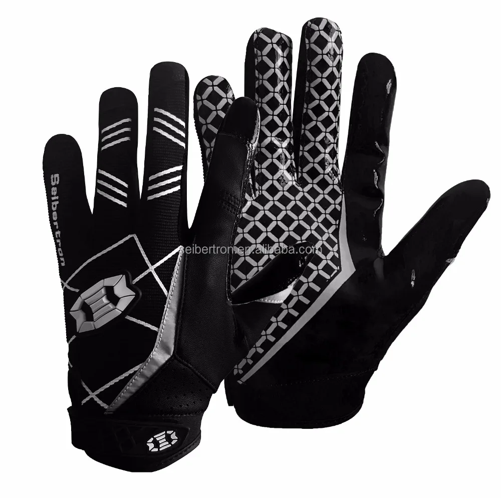 

Seibertron M.S.Z.Q-1 Elite Ultra-Stick Sports American Football Receiver Gloves Adult, Black/white