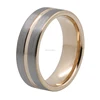 Rose gold plating brush finished center grooved pip cut tungsten carbide rings for mens jewelry