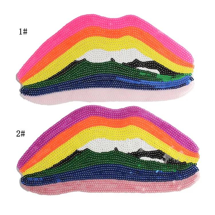 

GUGUTREE embroidery Sequins big lip patch animal cartoon patches badges applique patches for clothing JW-79, N/a