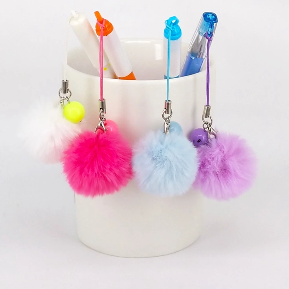 Yongze Fuzzy Cell Phone Keychain Ball Fluffy Pom Pom Keychain Fur Ball