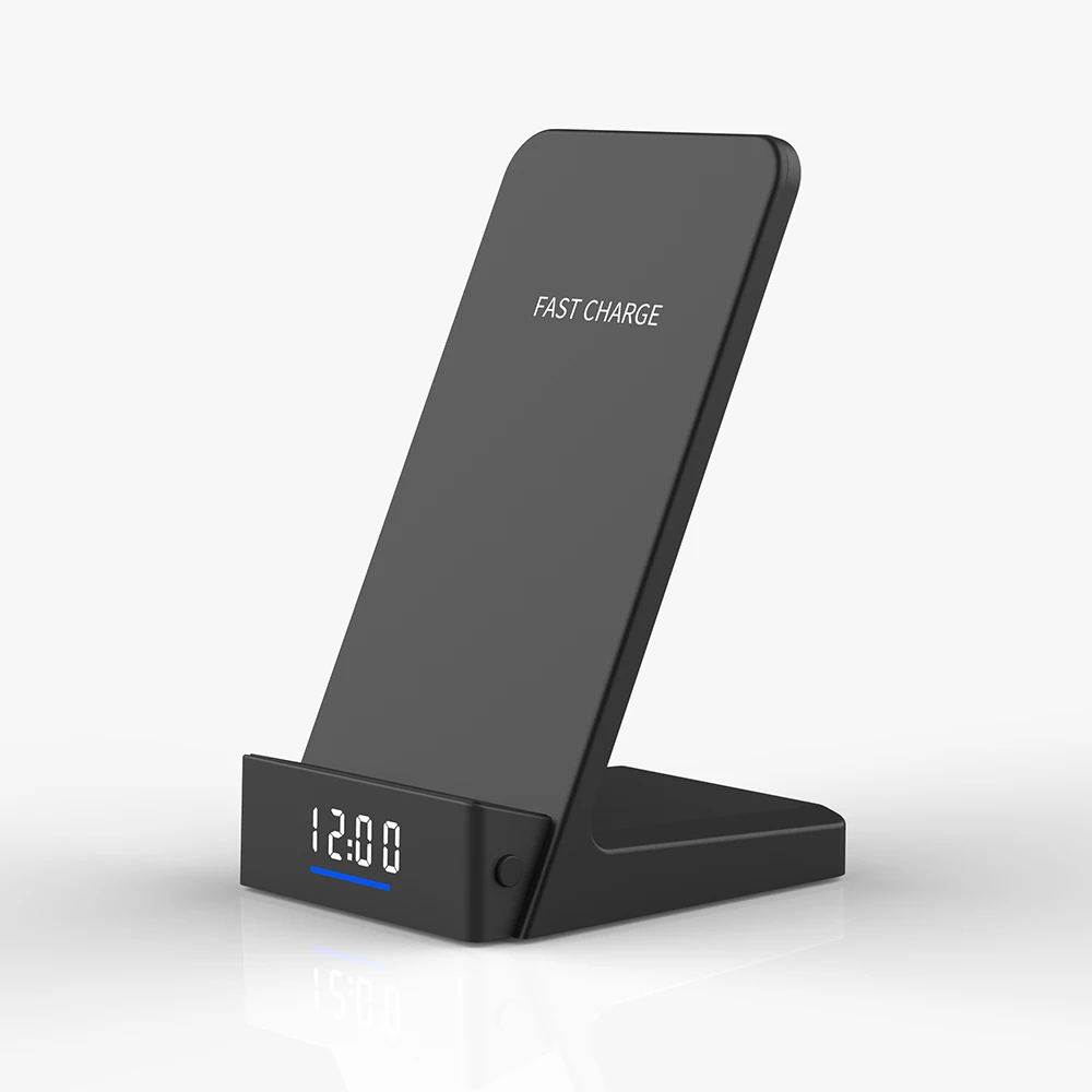 2 IN1 wireless charger stand with time clock  qi-certified  fast wireless chargers alarm clock with wireless charging