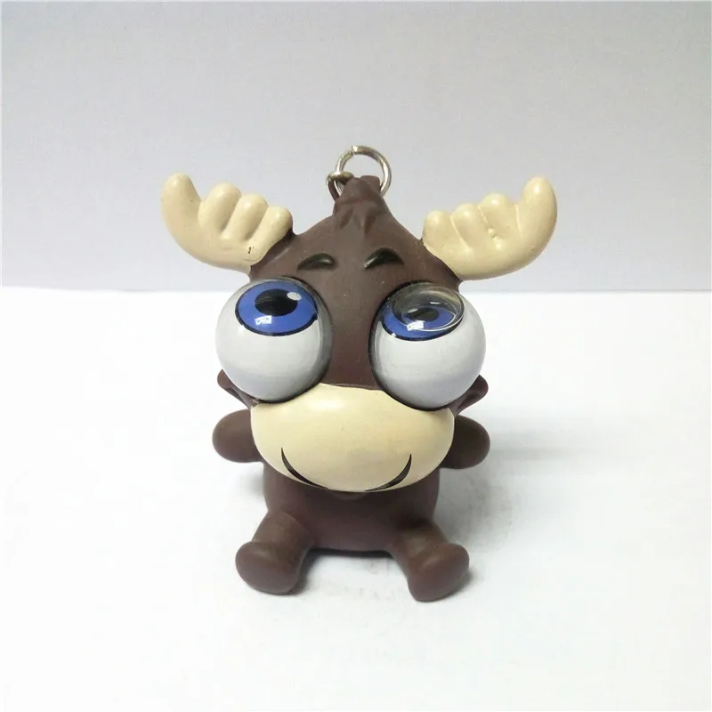 3d Liquids Eyes Moose Plastic Keychains Custom Rolling Eyes Elk Rubber