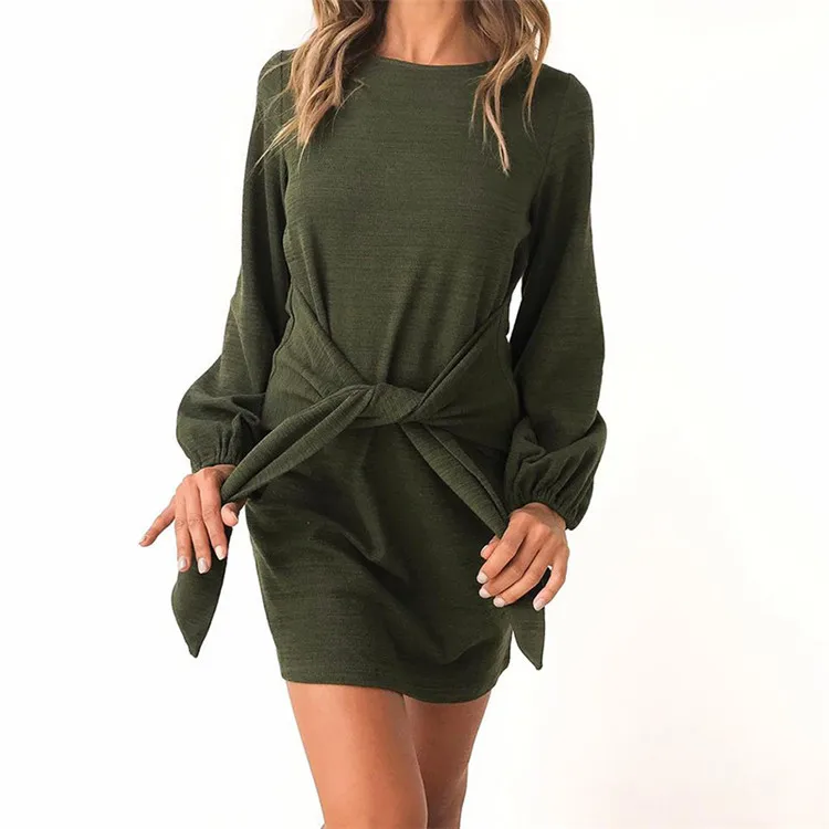 

Hot 4 different colors 2018 autumn and winter round neck sexy long sleeve party female Women dress, Pictures