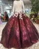 Jancember LSS1008 patterns of lace long sleeves evening dress gown dress elegant evening for party