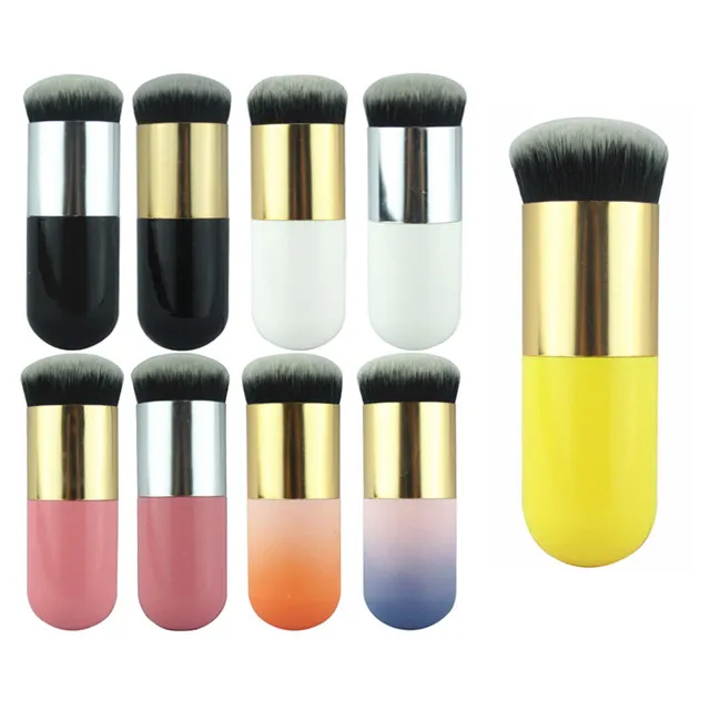 

manufacturer flat head gold white powder brush / custom cosmetic brushes / foundation brush for makeup, Black white pink yellow