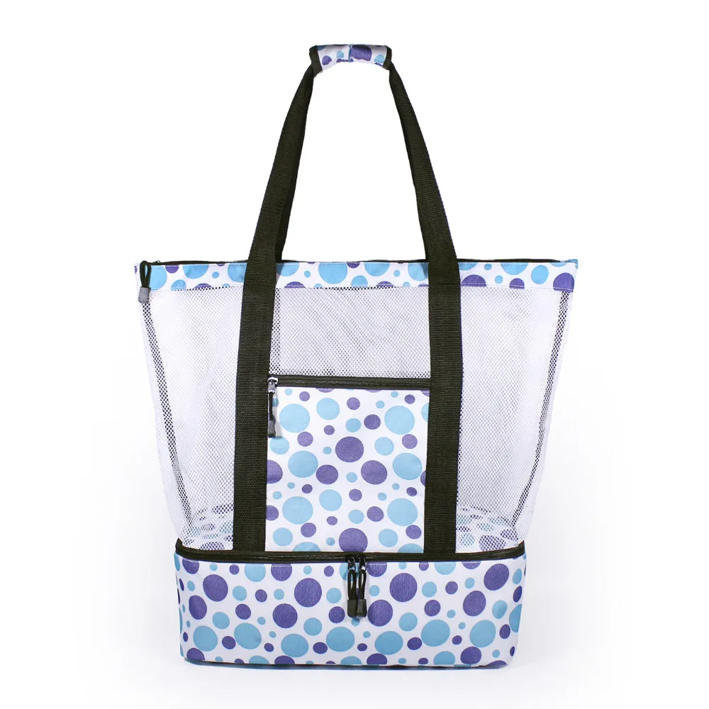 Mesh Beach Tote Shoulder Bag-zipper Top With Insulated Picnic Cooler Extra Large - Buy Mesh ...