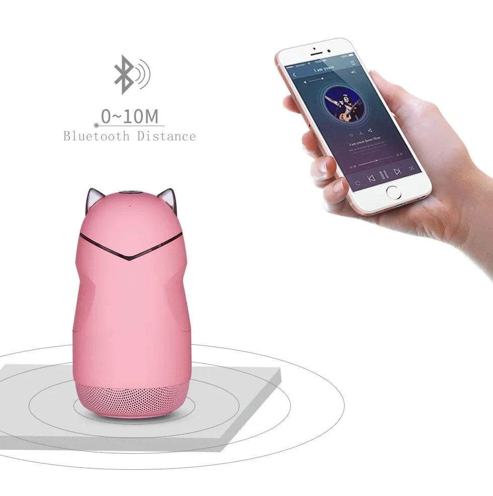 2019 new design gift promotion cute mini speaker cat style portable bluetooth speaker support bluetooth/TF card/hands-free call - ANKUX.COM