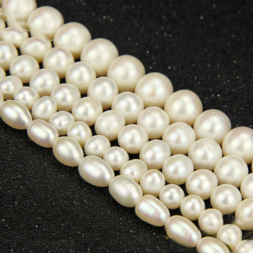natural gemstone beads loose freshwater pearls 8 mm white color