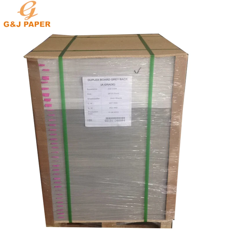 
Factory Price Hot Sale All Size Thick FBB Ivory Paper Board Grey Back Duplex Paper Board 