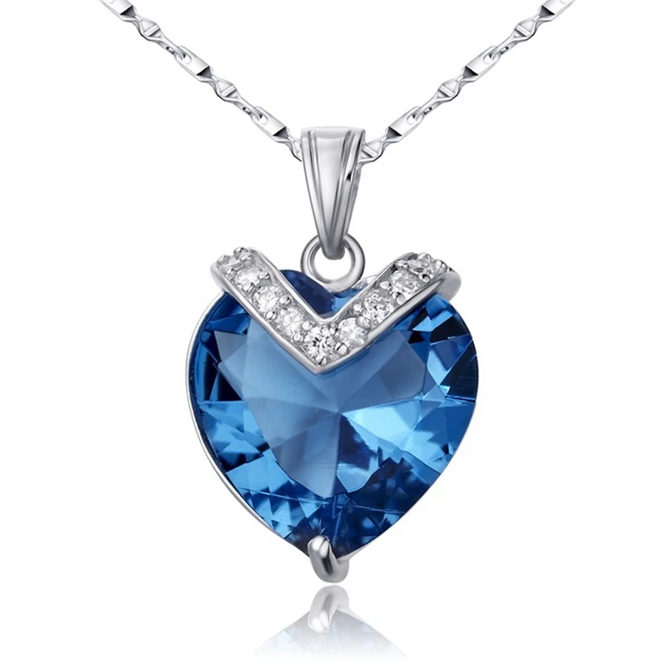

fashion jewelry heart sapphire korea necklace for girl