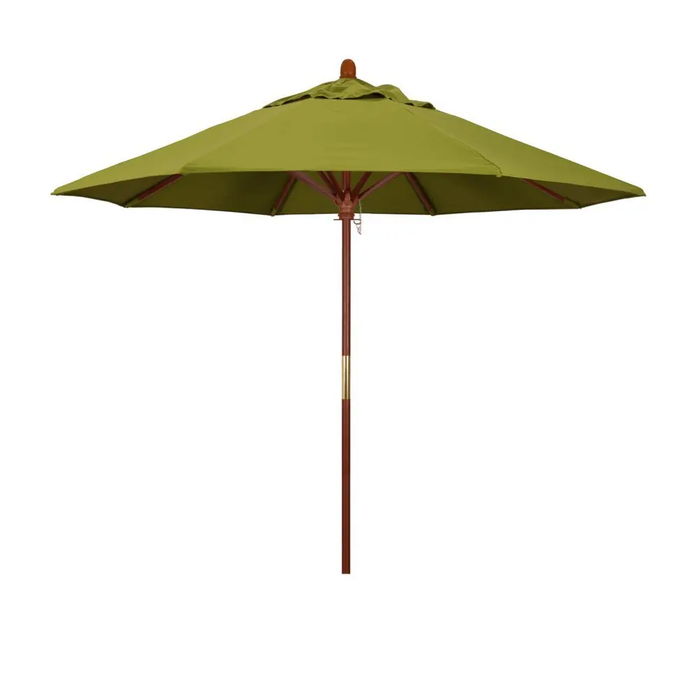 California Umbrella 9' Round Hardwood Frame Market Umbrella, Stainless Steel Hardware, Push Open, Pacifica Ginko