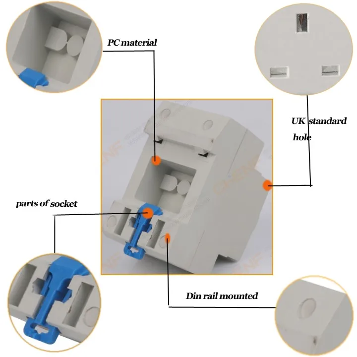 Chenf 16a 110v/250v Electrical Outlet United Kingdom Standard Din Rail