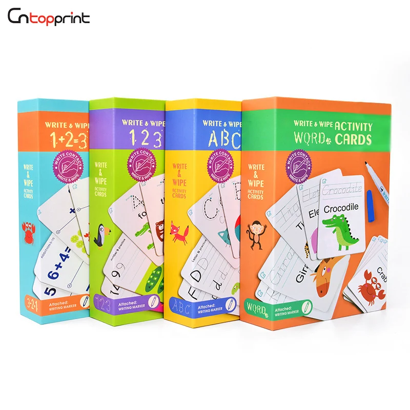 

Custom Maths Alphabet Playing Flash Learning Cards with Pen Game Educational Toys for Kids