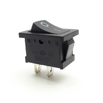 10-Pack Black Rocker Switches 2-Pin KCD1-101 - 250V 6A, Boat-style Toggle Switches