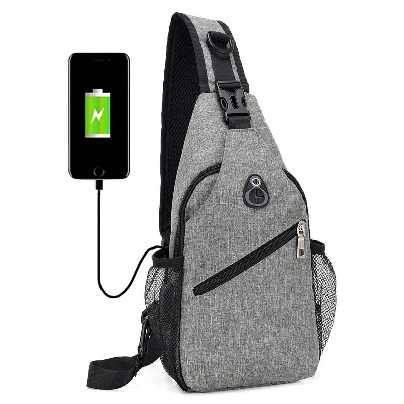 

Leisure Chest Bag Waterproof Strap Bag Fashion USB charging Men Cross Body Bag, 3 colors