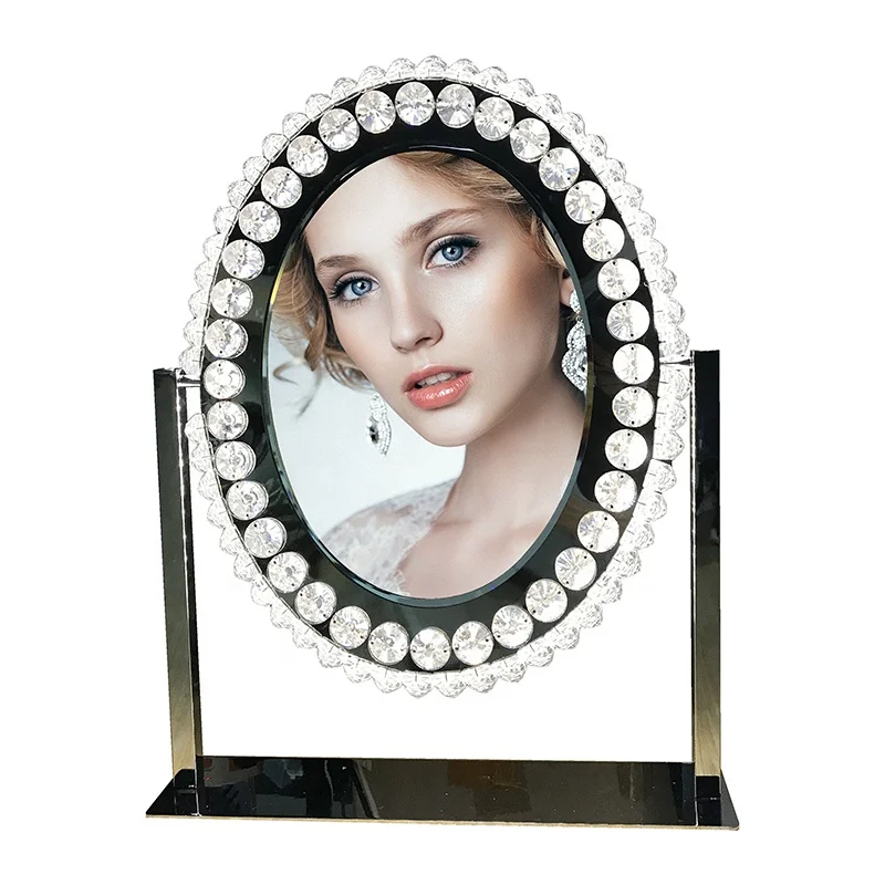 

New Design Crystal Diamond Cosmetic Mirror With Led illuminated Mirror, White/black/silver