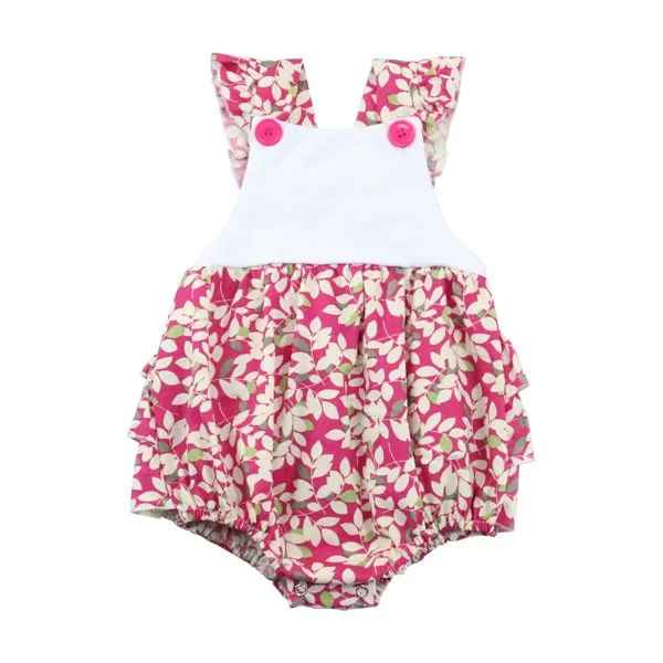 Kaiyo New Styles Printed Fabric Ruffle Bubble Knit Infant Romper