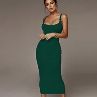 

Spaghetti strap women bodycon dress 2019 summer latest new fashion sleeveless casual long dress for sale