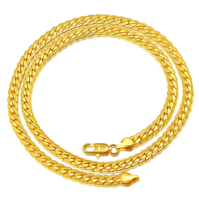 

European Stylish Copper Alloy Metal Chain Necklace Men Hot sales 18K gold plating Gold necklace ladies fashion designer jewelry, N/a