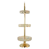 Soft gold mirror top wedding decoration plastic crystal 3 tier cake stand
