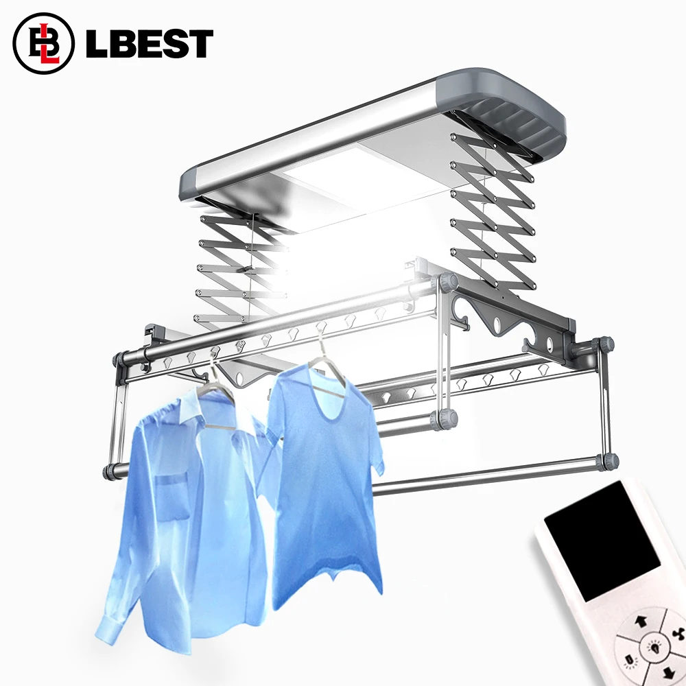

Balcony wall mount short electric cloth dryer clothes hangers clothes drying rack, Silver