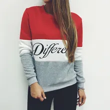 Hot 2015 women pullover hoodies letters Diffferent printed mix color casual sweatshirt women fleece sweatshirts