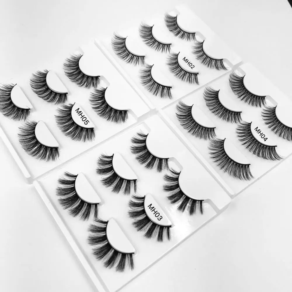 

4 styles available synthetic 3d lashes nature long 3 in 1 fake eyelashes set manufacturers, Natural black
