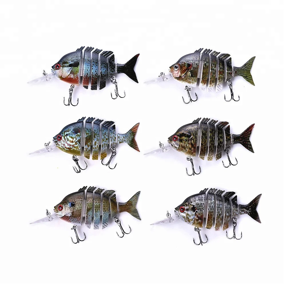 

Hengjia mulit Jointed swimbait Minnow fishing Lures 3D eyes hard plastic bait, 5 colors