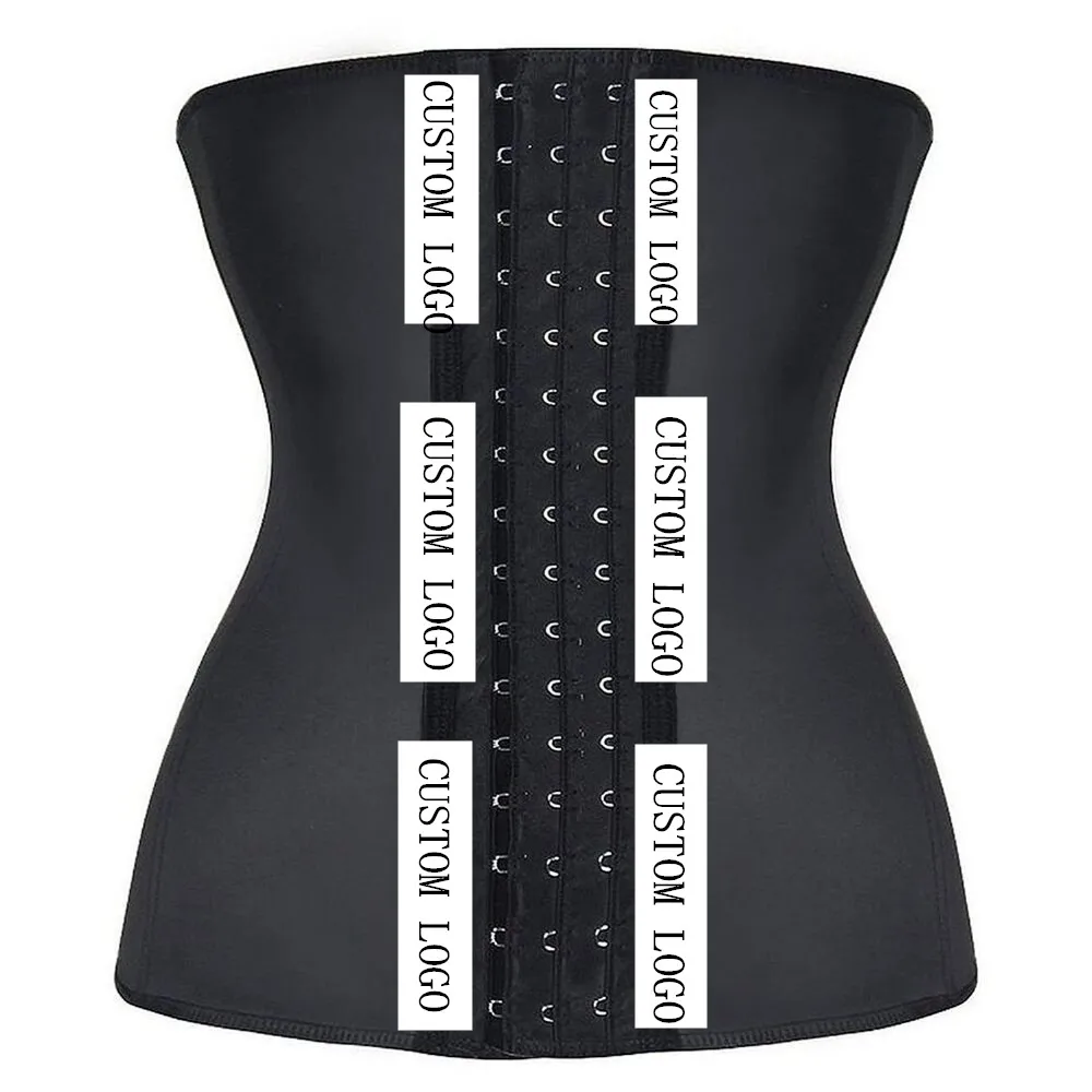 Custom Logo Private Label 9 Steel Boned Adjustable 3 Hooks Slimming belt Women Latex Waist Trainer