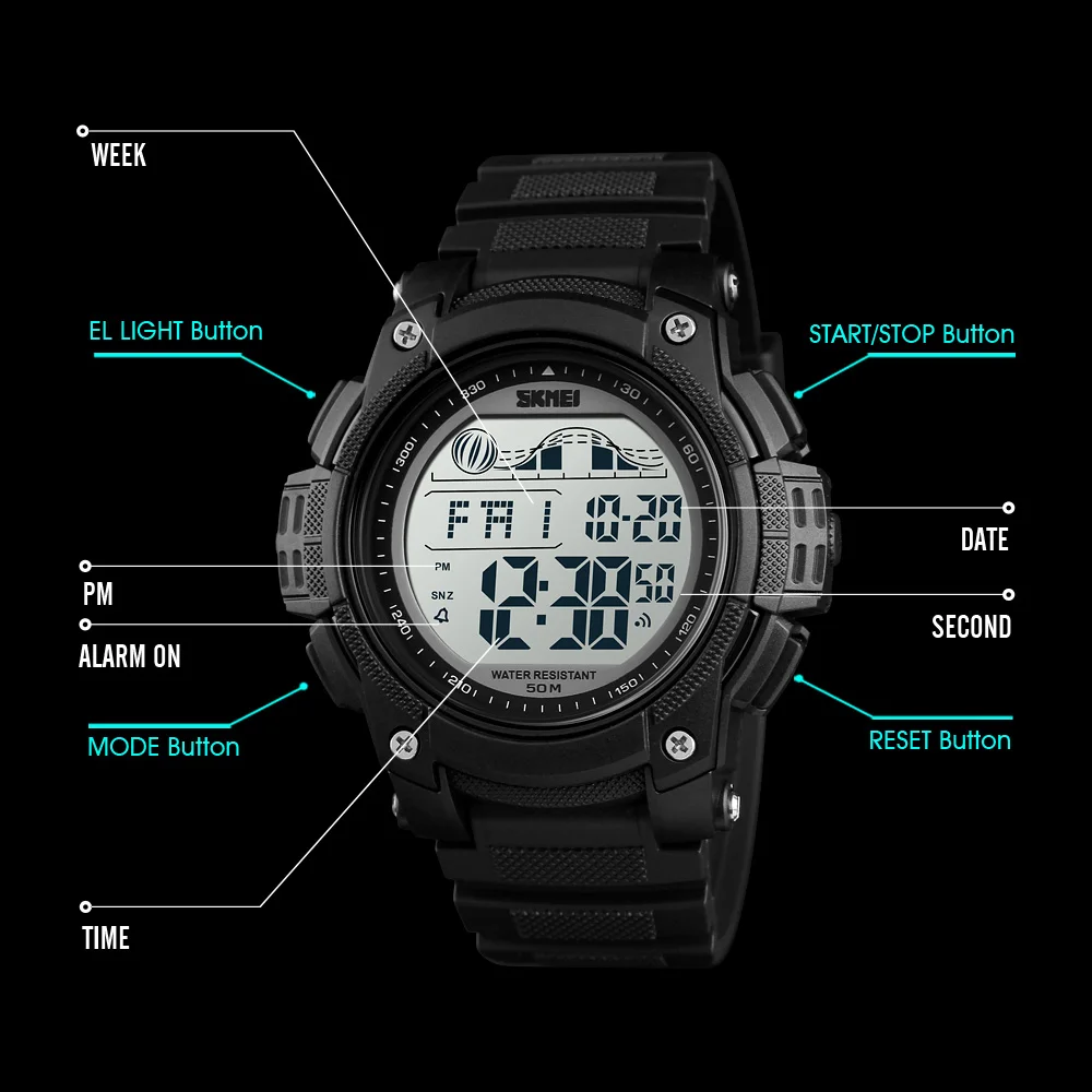 Skmei 1372 Mannen Sport Horloge Multi Functie Waterbestendig Digitale  Polshorloge - Buy Skmei Horloge,Digitale Horloges,Waterbestendig Mannen  Klok Product on Alibaba.com