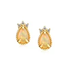 Genuine gold vermeil 925 Sterling silver tear drop fire opal stud earrings