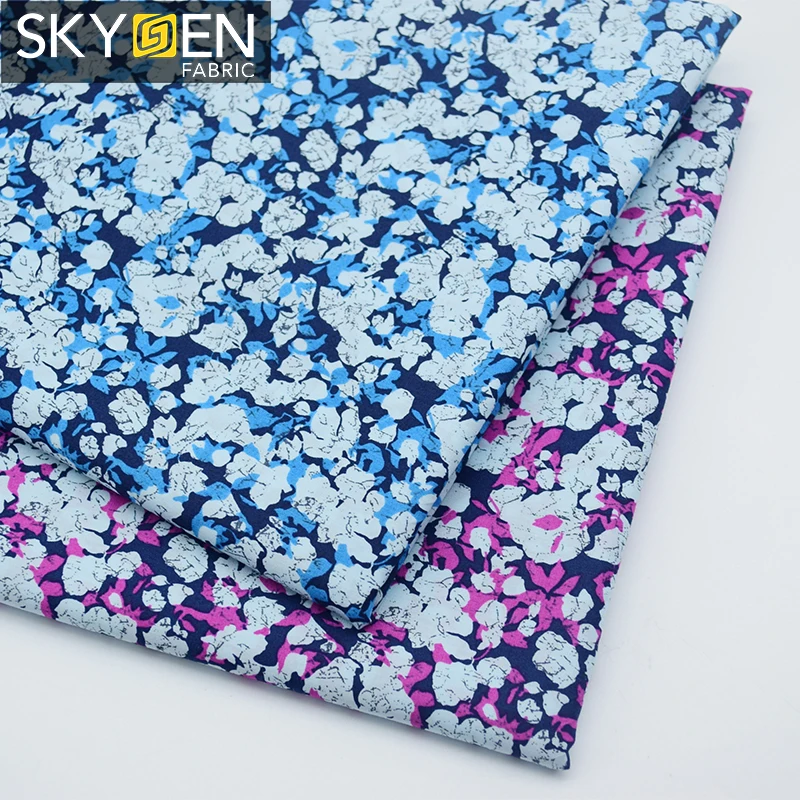 Skygen super good 60x60 plain weave floral print swiss cotton fabric