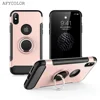 360 Rotating Magnet Ring Holder Carbon Fiber Protector Phone Case for iPhone Xs Max Xr X Multifunctional Phone Accessories