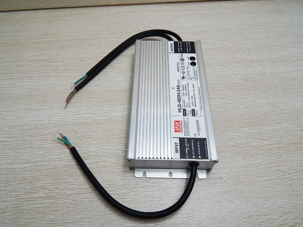 HLG-480H-24A LED Power Supply - 480W Constant Current/Voltage Driver, 24V DC @ 20A Output