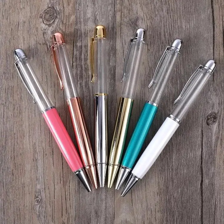 Big Fat Barrel Empty Pen Rose Gold Electroplated 3d Chubby Liquid Glitter Floating Pens Diy
