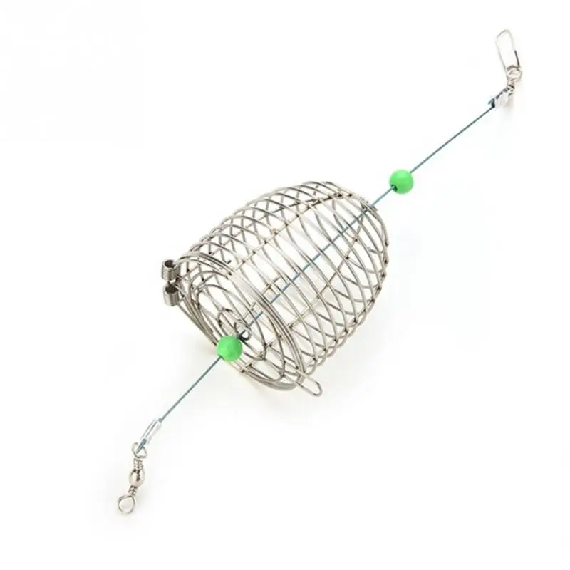 

Stainless Steel Wire Fishing Lure Cage Small Bait Cage Fishing Trap Round Bottom Basket Feeder Holder Fishing Tackle, As picture