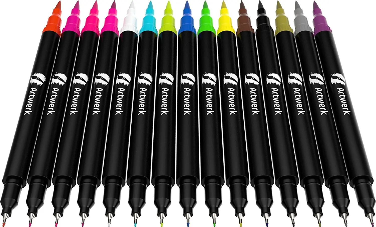 15 Pack Artwerk Colored Brush Pen [nontoxic & Odorless] Markers Set Dual Tips Art Supplies