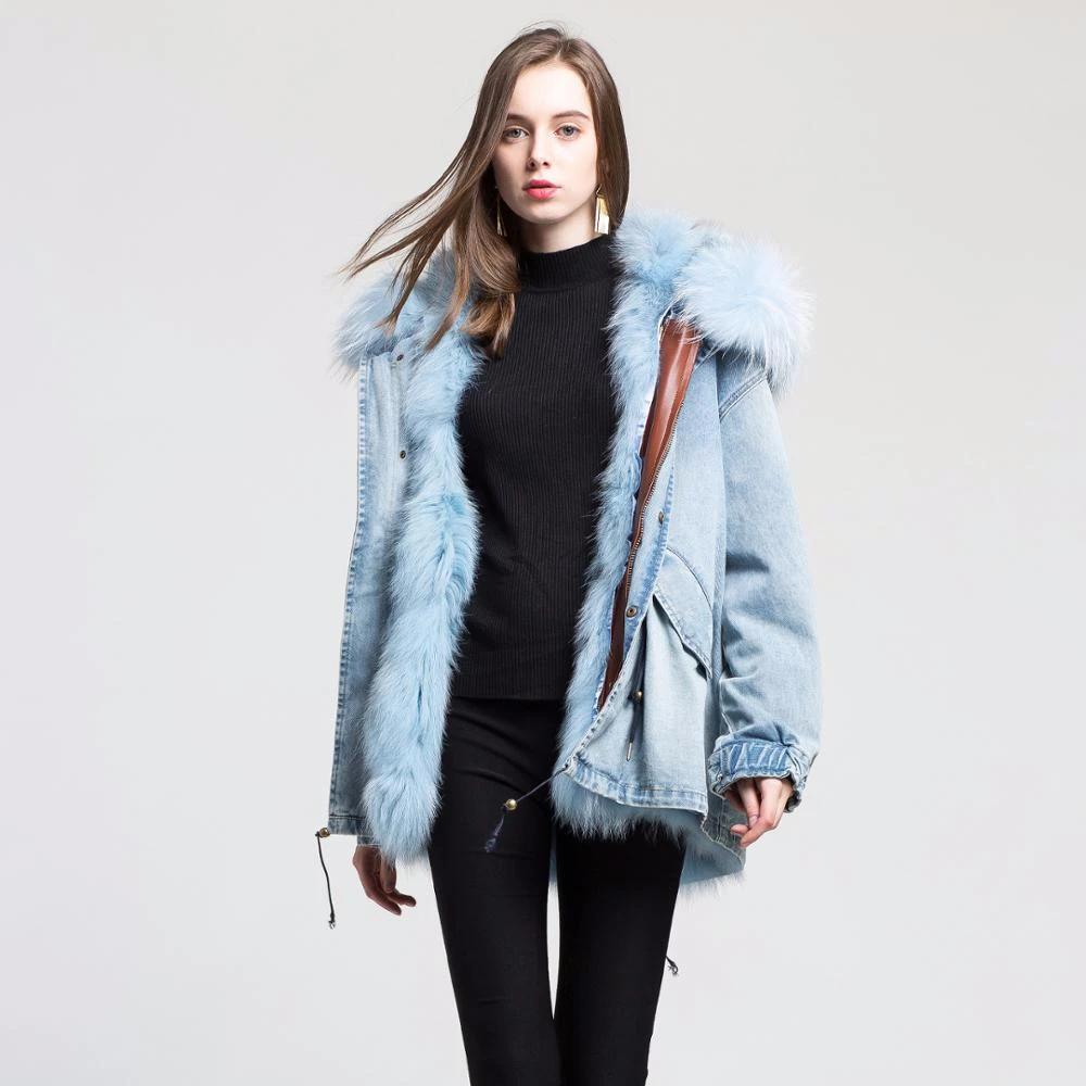denim jacket with real fur
