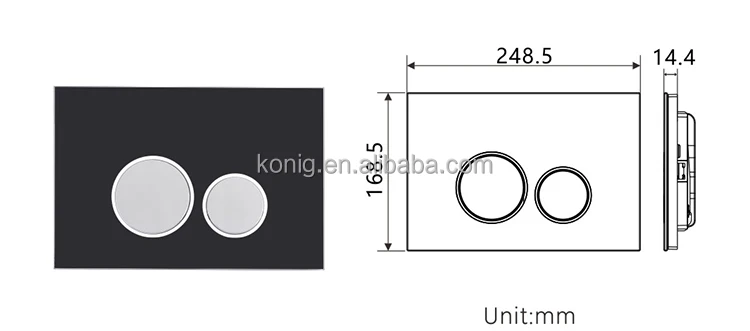 
Front push dual flush black glass plate with chrome button for hidden in wall toilet cistern K006 black glass 