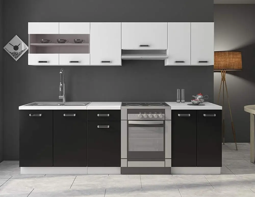 
Easy 240 cm Black and White Small Adjustable Kitchen Cabinet Set 