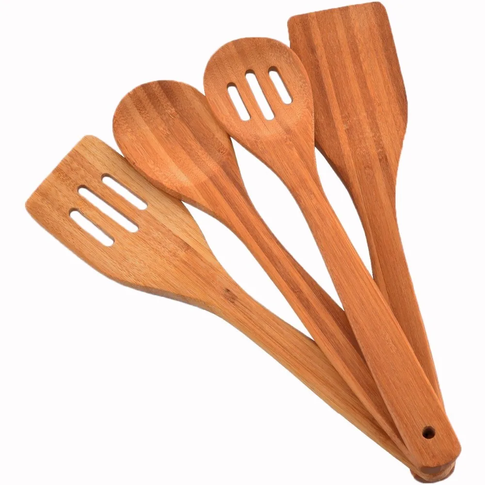 Comllen Premium Organic Kitchen Cooking Utensils Bamboo Wooden