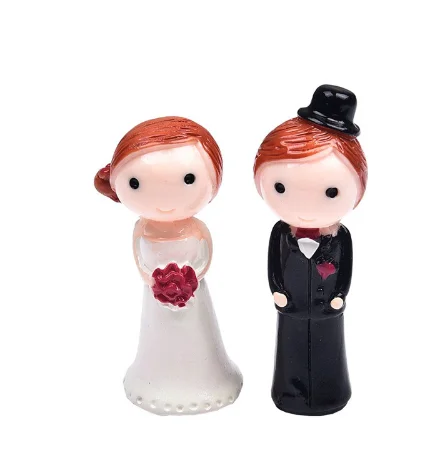 

HOT SALE Kawaii Zakka Action Figure Couple Marry Wedding DIY Micro Landscape Fairy Garden Gnome Home Decoration Mini Toys, As the picture